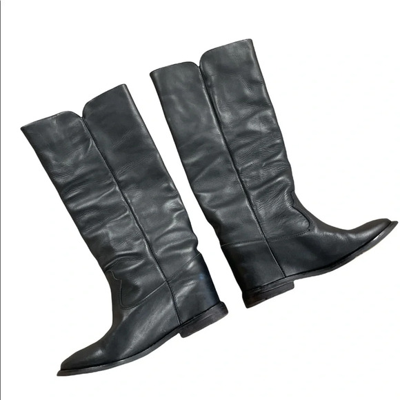 Isabel Marant Black Chess Leather Tall Boots Women's EU 37 Made in Portugal - Picture 5 of 16